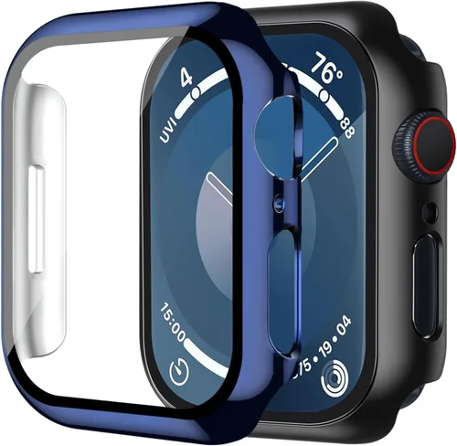 Vista 46 de Smiling Paquete de 2 fundas compatibles con Apple Watch Serie 3/Serie 2 de 1.49 pulgadas, protector de pantalla vidrio templado, carcasa rígida