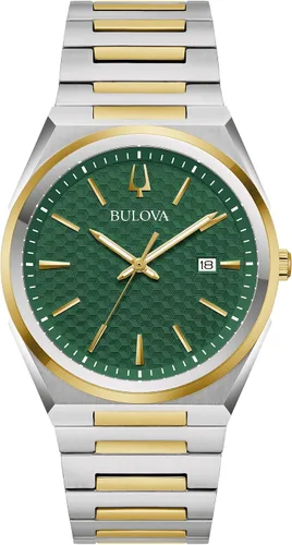 Vista 6 de Bulova Mens Dress Classic Quartz Two Tone Stainless Steel Watch, Patterned Dial, 39mm Plateado