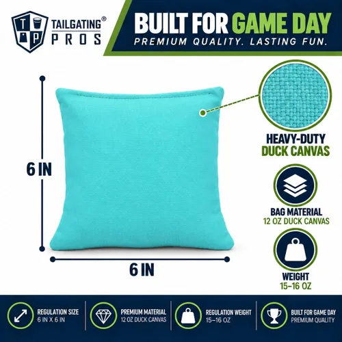 Vista 4 de Tailgating Pros Tablas de Cornhole de 4 x 2 pies, tamaño reglamentario oficial, juego de cornhole de diseño de madera con 8 bolsas de frijol, funda