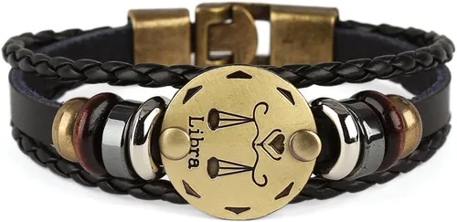 Vista 26 de Hamoery Pulsera de cuero de aleación punk para Constellation trenzada pulsera pulsera brazalete