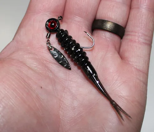 Vista 4 de Juego de 25 piezas de cabeza de plantilla y plástico con hojas - Paquete completo para atrapar cangrejos, bluegill, graves y más Double Catch Fishing