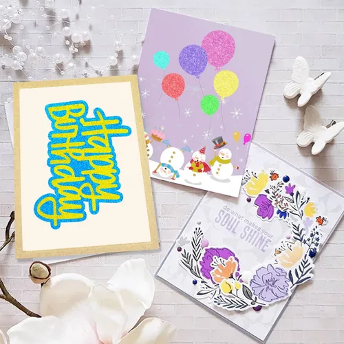Vista 4 de Paquete de 2 plantillas de troqueles de corte de metal para cumpleaños, manualidades, manualidades, álbumes de recortes, troqueles de troqueles