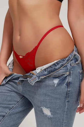 Vista 2 de Banamic Ropa interior para mujer, tangas recortadas de encaje, bragas de cintura media