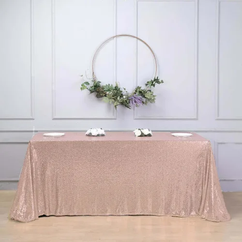Vista 16 de Tableclothsfactory Luxury Collection Duchess - Mantel rectangular de lentejuelas, 60 x 126 pulgadas, color plateado