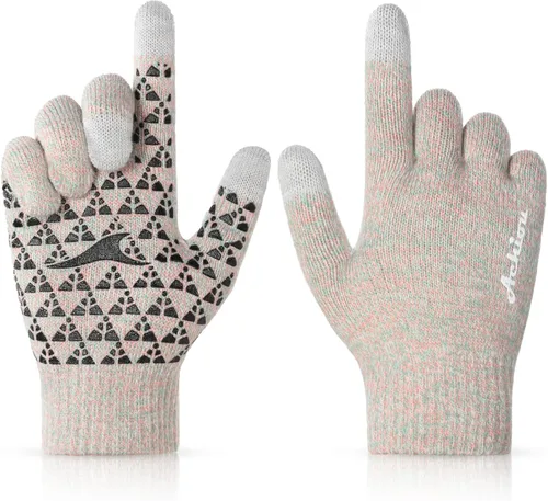 Vista 30 de Achiou Winter Gloves for Men and Women, Touchscreen Soft Knit Gloves Camello almendra