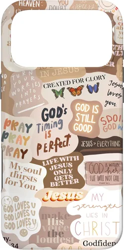 Vista 22 de Funda estética para iPhone 17 con frases positivas con versículos bíblicos cristianos