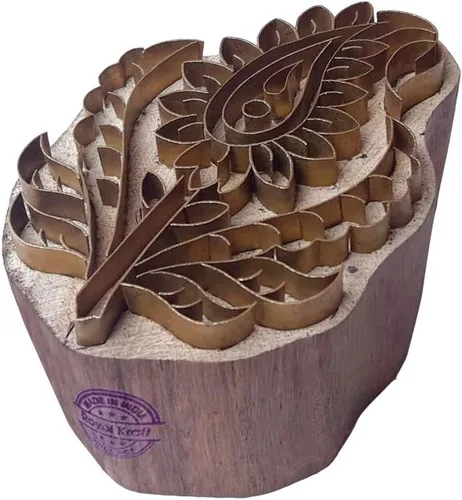 Vista 30 de Sello de Arcilla de Madera con Patrón de Loto de Latón para Impresión Rural BSCtag001