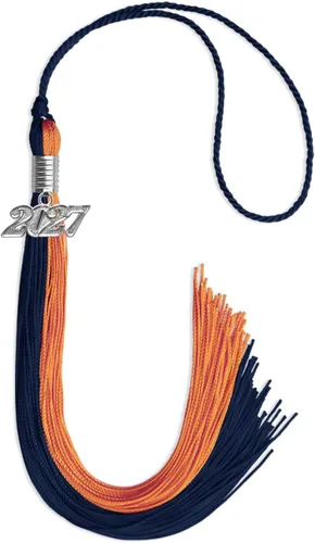 Vista 104 de Endea Graduation Borla de doble color con gota de fecha plateada (negro/oro antiguo, 2025)