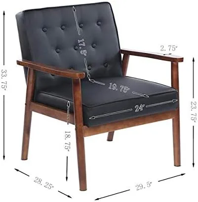 Vista 3 de 75x69x84CM 400 lbs Silla ejecutiva de invitados de la liga de dormitorio, sillas de recepción de invitados, silla de salón de madera Silla