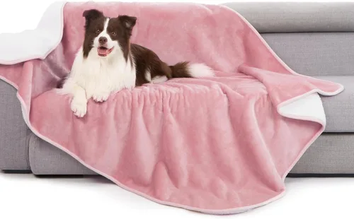 Vista 28 de gogobunny Manta de cama impermeable, manta reversible de forro polar Sherpa para perro, cachorro y gato, funda para muebles que protege la cama Beige