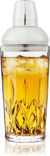 Vista 8 de Viski Admiral - Coctelera para cócteles fríos, Margarita, Whisky Sour, vaso de cristal cortado con tapa de acero inoxidable y colador, elegante