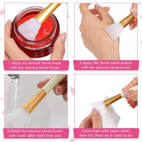 Vista 6 de Patelai 20 cepillos de silicona para máscara facial con caja de almacenamiento, silicona epoxi facial barro cosmético aplicador de máscara