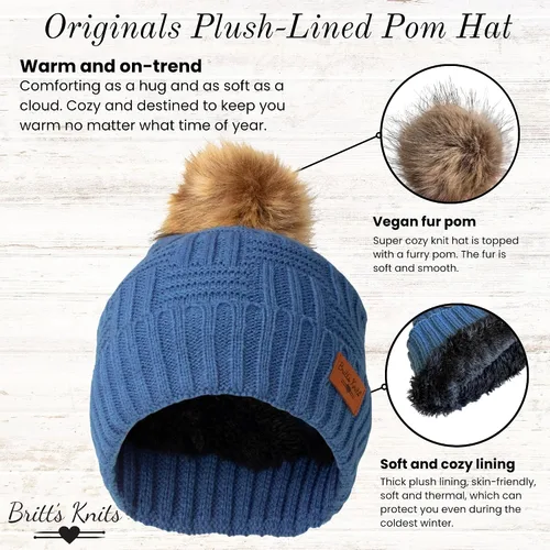 Vista 2 de Britt's Knits Sombrero de punto forrado de felpa con pompón para mujer