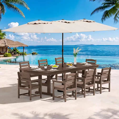 Vista 21 de SERWALL Outdoor 84" HDPE Rectangular Dining Table for 6-8,All-Weather,Aruba