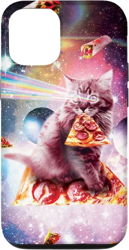 Vista 11 de iPhone 12 mini gato de pizza del espacio exterior - Rainbow Laser, Taco, funda burrito