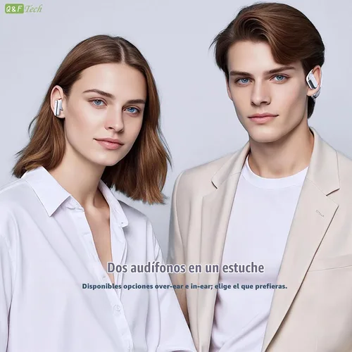 Vista 3 de Q&F Tech TWS - Auriculares inalámbricos Bluetooth que incluyen auriculares abiertos e intraurales, mini auriculares True Touch, llamadas de voz