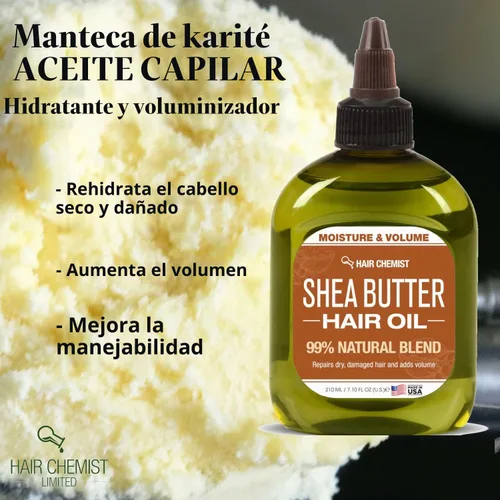 Vista 3 de Hair Chemist Aceite para el cabello 99% natural, manteca de karité, 7.1 onzas.
