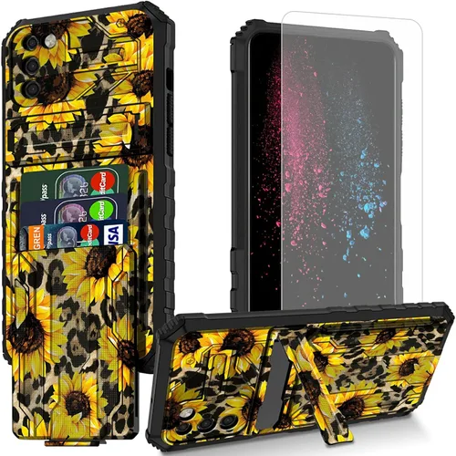 Vista 34 de Funda para teléfono Samsung Galaxy A54 con protector de pantalla, funda con ranura para tarjetas desmontable incorporada, con función atril, a
