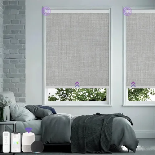 Vista 15 de Astomi Persianas enrollables motorizadas para ventanas, persianas inteligentes opacas para interiores, control remoto y de voz sin esfuerzo