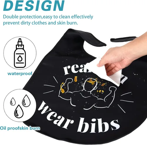 Vista 4 de Divertidos baberos para adultos para comer hombres, mujeres, ancianos, protectores de ropa, lavables, babero para adultos mayores