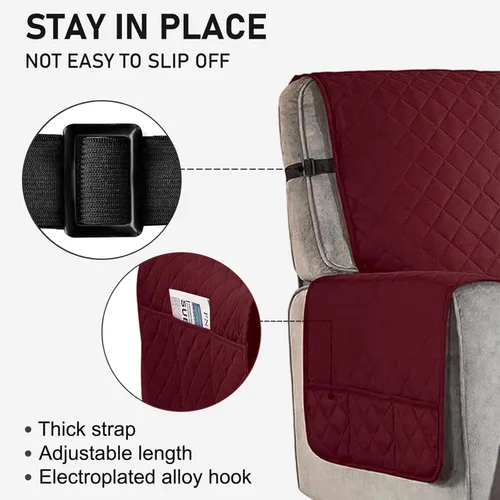 Vista 3 de Louis Donne - Funda acolchada reversible para sillón reclinable, resistente al agua, protector de muebles para sillón reclinable, funda Rojo