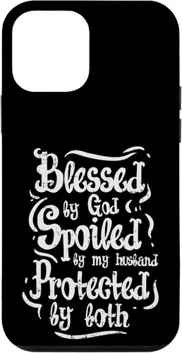 Vista 16 de iPhone 16 Blessed by God Spoiled by My Husband Funny Wife Mom Case