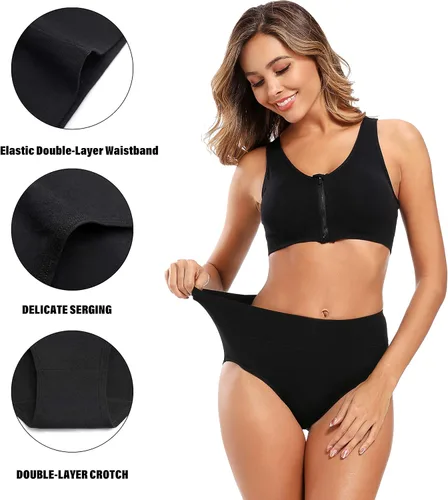Vista 3 de Molasus - Ropa interior de algodón para mujer cintura alta cobertura total tallas regulares y grandes