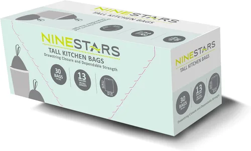 Vista 2 de NINESTARS NSTB-10-30 Bolsa de basura blanca extra fuerte con cierre de cordón