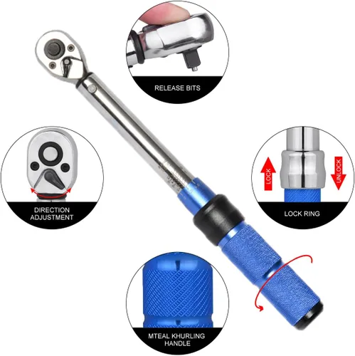Vista 4 de Juego de llaves dinamométricas para bicicleta, llave dinamométrica de 1/4 pulgadas de 2 a 24 Nm Bicycle Torque Wrench for MTB Mountain Road Bikes