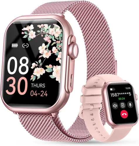 Vista 2 de Reloj inteligente para hombre y mujer: reloj inteligente de 1.85" con 30 días+1000 mAh de duración de batería, hacer/recibir llamadas, monitor