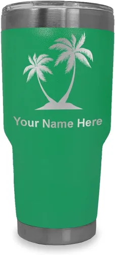 Vista 7 de LaserGram Vaso aislado al vacío de 20 onzas, palmeras, grabado personalizado incluido (negro)