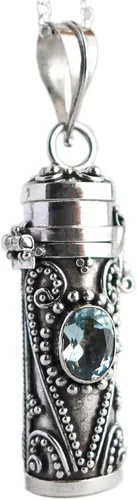 Vista 7 de Bali hecho a mano de plata esterlina tubo Locket colgante 20" collar JP92