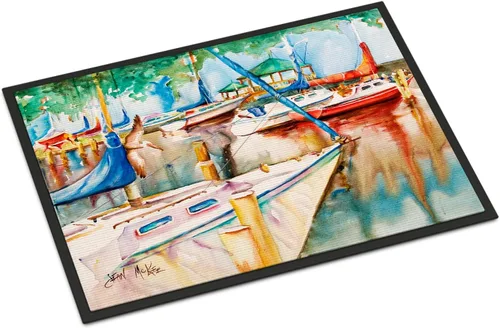 Vista 243 de Caroline's Treasures JMK1017JMAT - Tapete de caza de rana garza azul, 24 x 36 pulgadas, tapete para puerta delantera, interior y exterior