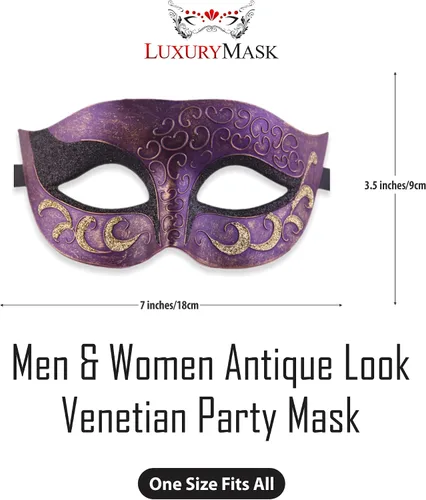 Vista 2 de Máscara de mascarada para hombre, máscara de aspecto antiguo para Halloween, fiesta veneciana, fiesta de máscaras y baile de máscaras