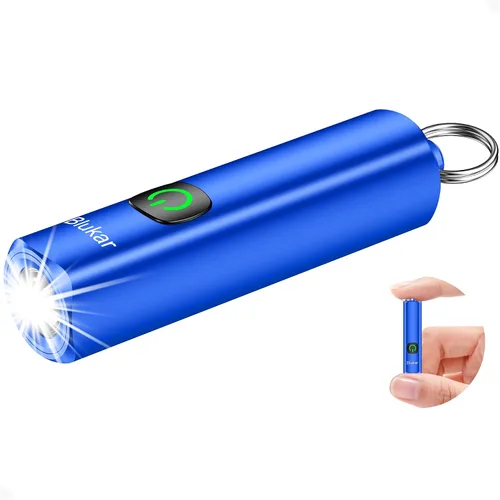 Vista 12 de Blukar EDC recargable llavero linterna, 360L mini luz de flash portátil 3 Lighting Modes, Memory Function, Waterproof, Compact Pocket Light for