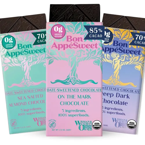 Vista 11 de Bon AppéSweet Barra de Chocolate Endulzada con Dátiles - Mejor que el Chocolate con Leche 2.2 Onzas (Pack de 3) Orgánico, Sin Azúcar Añadida