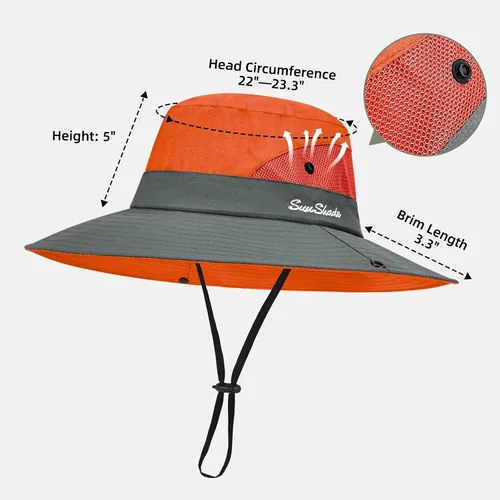 Vista 61 de Rosoz Sombreros de cola de caballo para mujer, protección UV, ala ancha 1 paquete-negro