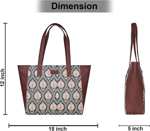 Vista 5 de Zyna - Bolso tote de cuero vegano y tela