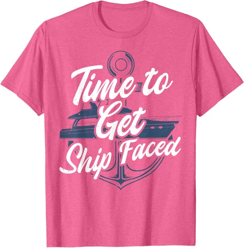 Vista 25 de Time to Get Ship Faced Holiday Hilarante Nautical Sailing Camiseta, Negro, S