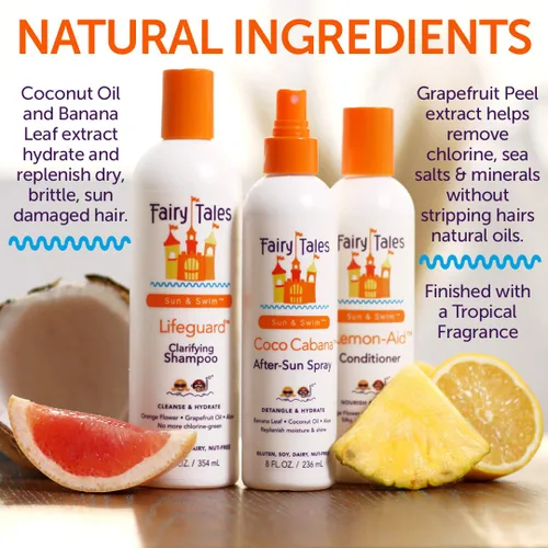 Vista 5 de Fairy Tales - Champú de natación de 354 mL y acondicionador de 236 mL para niños, fabricado con ingredientes naturales en los Estados Unidos, champú