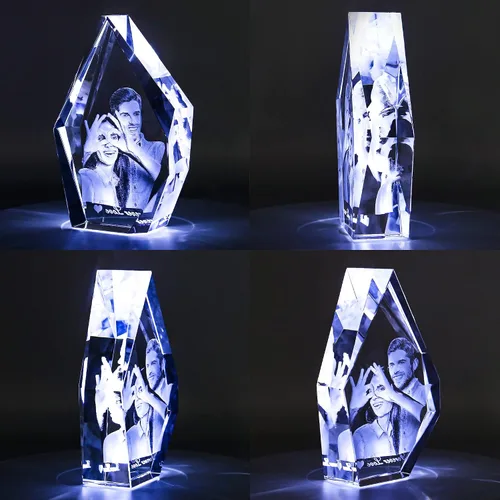 Vista 3 de Marco de fotos personalizado grabado en 3D grabado en el interior del cristal con imagen para Navidad, día de San Valentín, boda, día de la madre