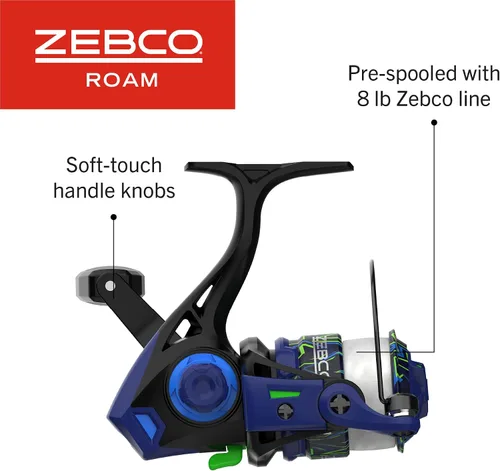 Vista 5 de Zebco Roam - Combo de carrete giratorio y caña de pescar, varilla de fibra de vidrio, mango cómodo dividido, perilla de mango suave al tacto