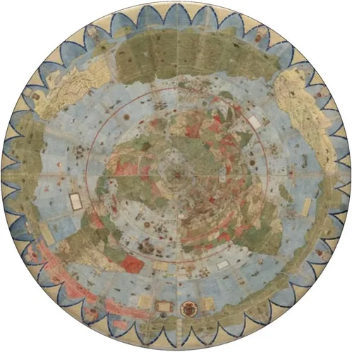 Vista 3 de Urbano Monte Flat Earth Map Mapa de Mundi Atlas Cartografía PopSockets PopGrip intercambiables