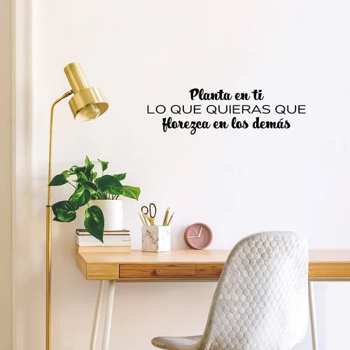 Vista 2 de Calcomanía de vinilo para pared, Planta En Ti Lo Que Quieras Que Florezca/Plant in You What You Want to Bloom - 8.5 x 29 pulgadas - Etiqueta