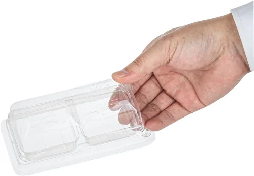 Vista 15 de Restaurantware Thermo Tek - Contenedores de postre de 5.3 x 2.6 x 1.8 pulgadas, 100 compartimentos duales transparentes para llevar, con tapa