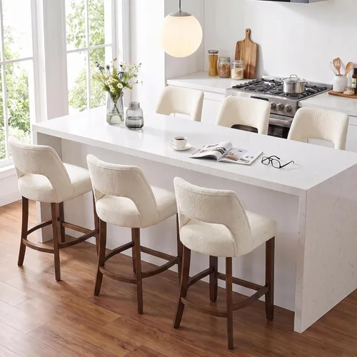 Vista 43 de VKNOW Juego de 2 Taburetes de Bar, Taburetes de Bar Tapizados de Altura de Mostrador, Taburetes Modernos de Mostrador con Patas de Madera para Isla