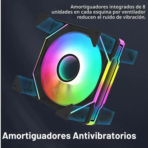 Vista 3 de Ventilador de computadora Infinity Mirror ARGB de 4.724 in, ventilador PWM negro de alto rendimiento con efecto de luz personalizable por SYNC