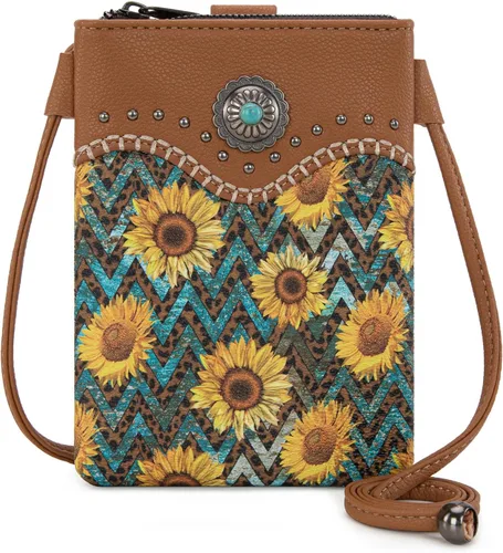 Vista 13 de Montana West Bolsos pequeños cruzados para mujeres estilo occidental con monedero para teléfono celular Aa-negro.