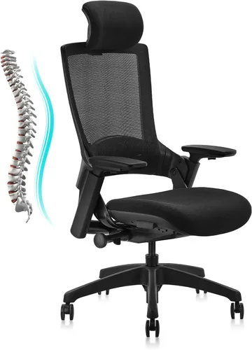 Vista 12 de CLATINA - Silla ejecutiva ergonómica giratoria, con reposabrazos 3D de altura ajustable y respaldo lumbar, tapizada, ideal para hacer trabajos