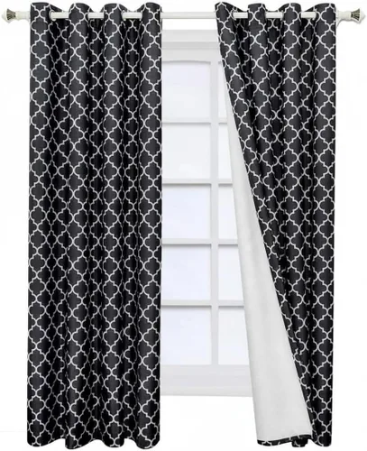 Vista 3 de Meridian juego de 2 cortinas con aislante térmico para oscurecer habitación Negro/Gris